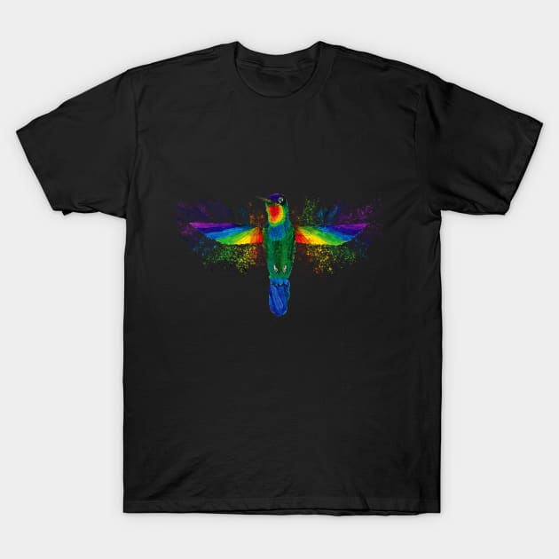 Watercolor Rainbow Hummingbird T-Shirt by mpflies2